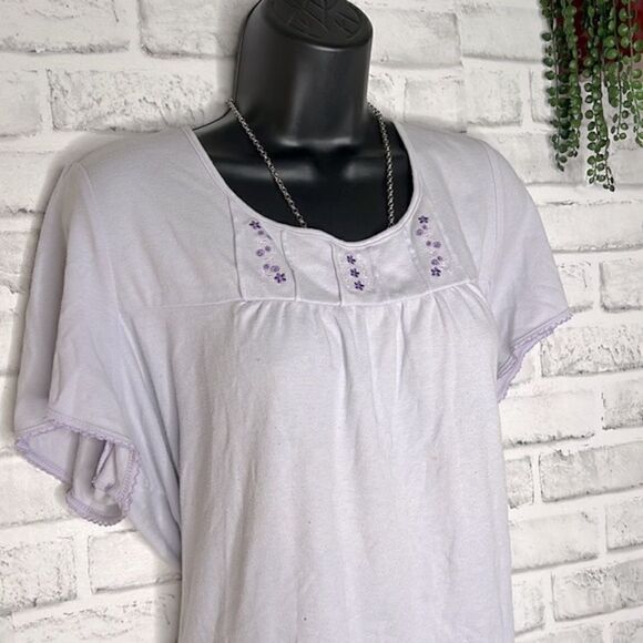 Croft & Barrow Intimates Purple Embroidered Sleep Top Shirt Size 1X - Picture 2 of 4